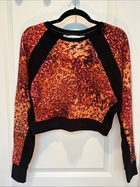 Juicy Couture Pink & Orange Animal Print Cropped Raglan Sweatshirt